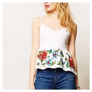 Anthro Maeve Sereno Embroidered Tank